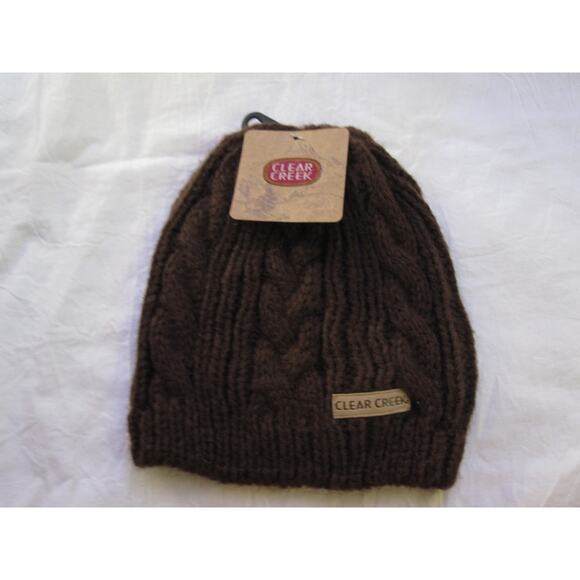 NEW Clear Creek Winter Knit Hat Beanie Tuk Dark Brown Woven Cute Adult Stretch! - Picture 1 of 3
